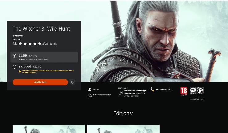 Schermata offerta The Witcher 3